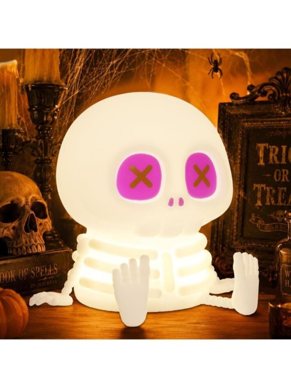 Skull Night Light Silicone Touch Control Lamp with Timer & Brightness Adjustment